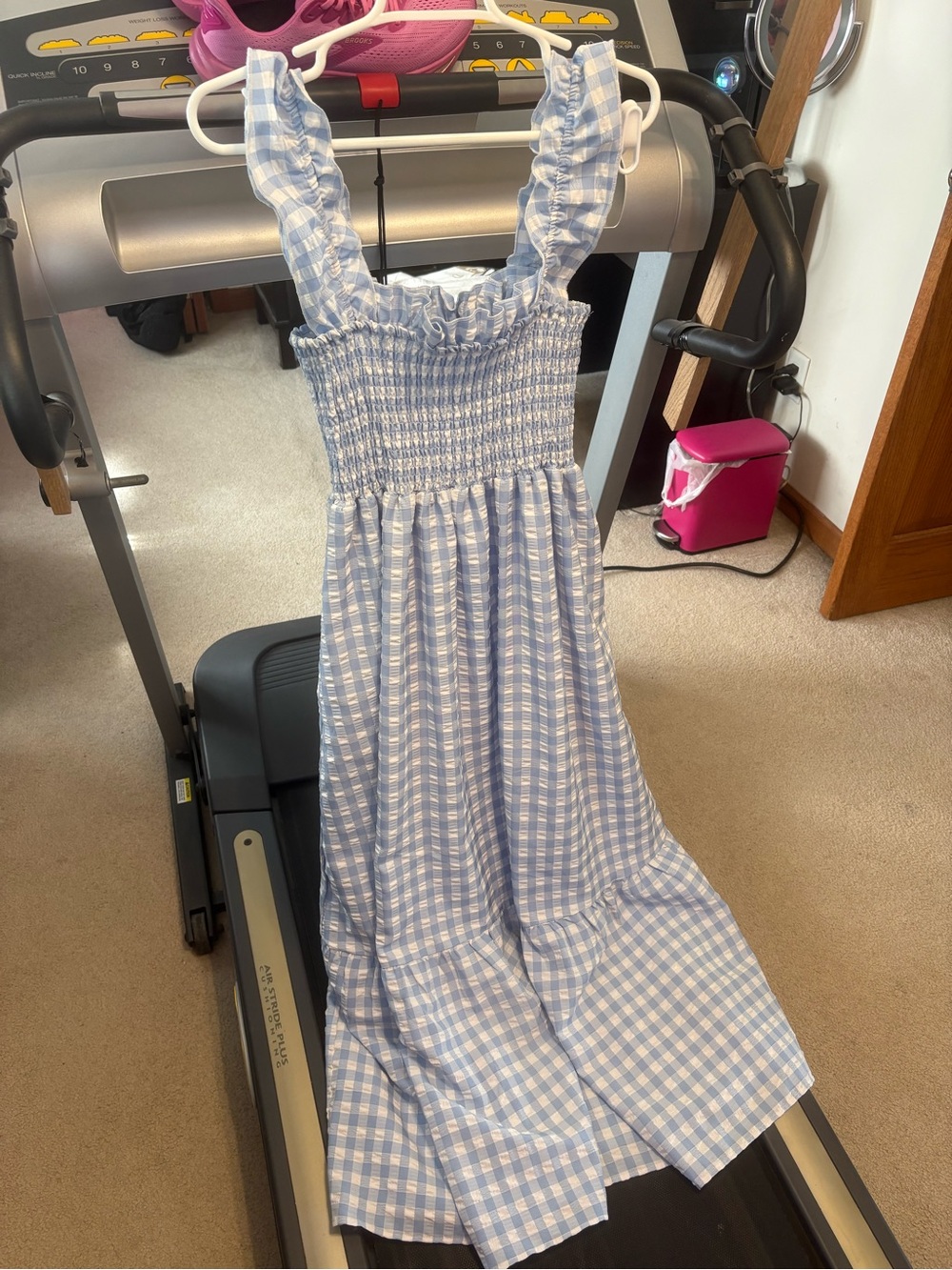 Women’s Blue Gingham Sundress with Ruffle Straps - Picture 2 of 2